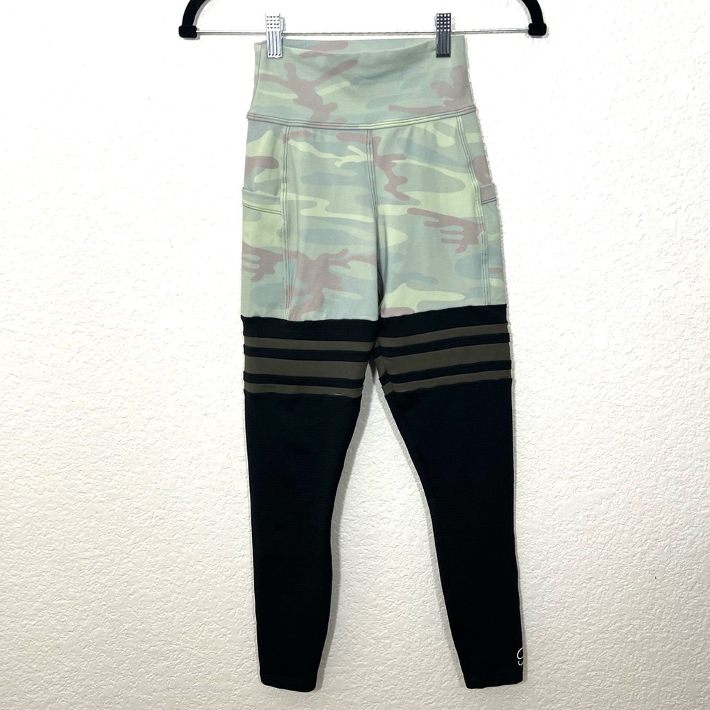 Bombshell Sportswear Thigh Highs Leggings Camouflage Green and Black Size XS